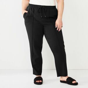Plus Size Nine West Relaxed Joggers Size 2X Black Charcoal Tapered Leg Trouser